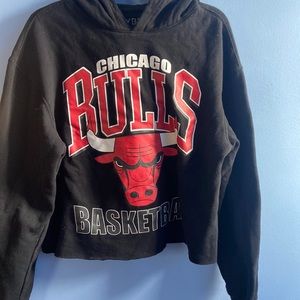 A black cropped Chicago Bulls basketball sweater